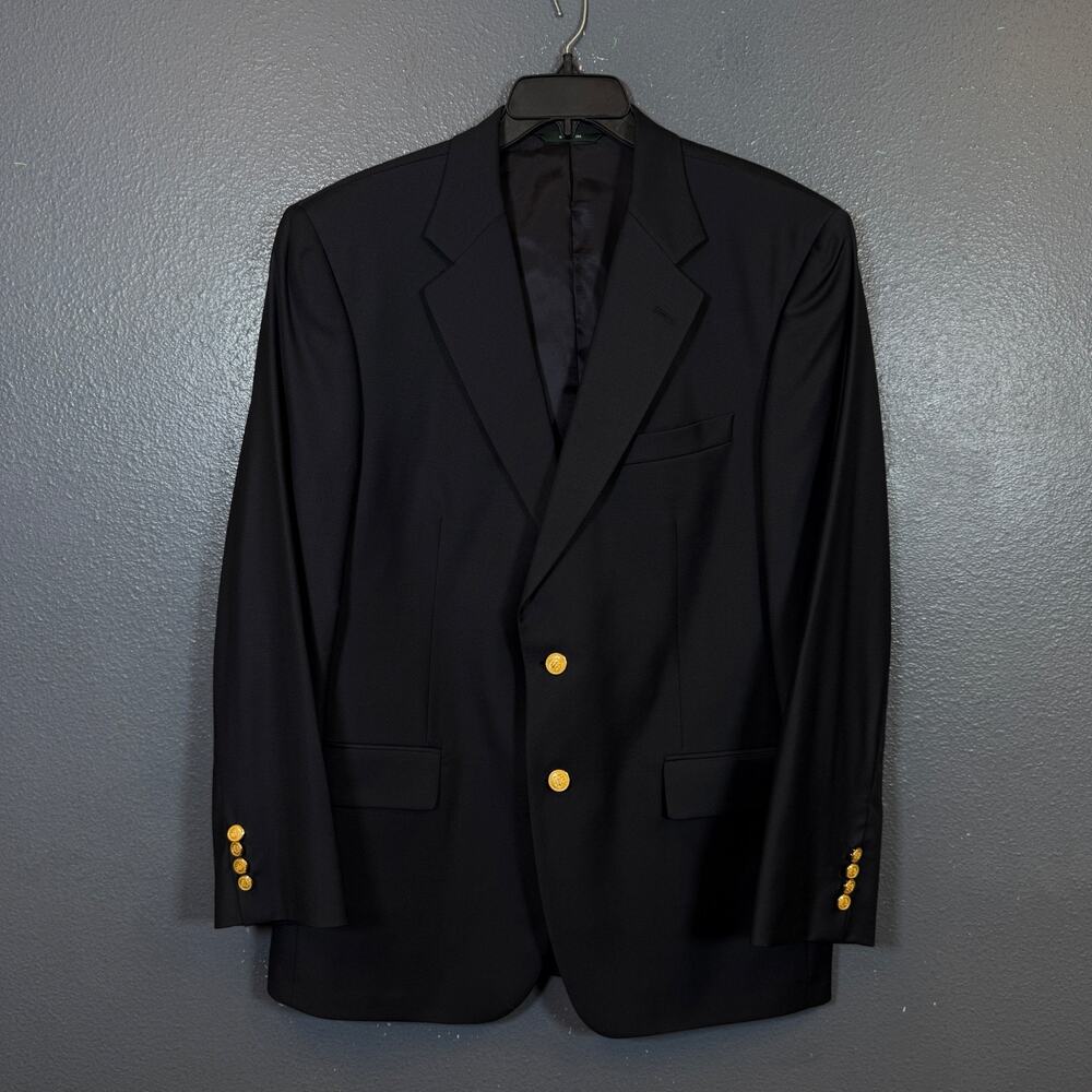 Brooks Brothers 42us men’s black suit jacket blazer 2 dots by Loro Piana wool